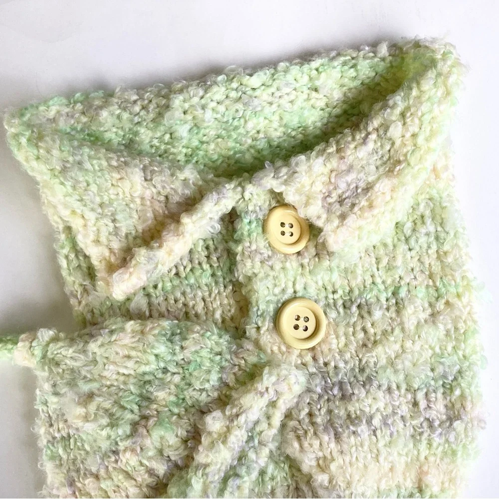 Baby Cocoon One Piece Hand Crafted Yellow Green Swaddler Cozy Knit